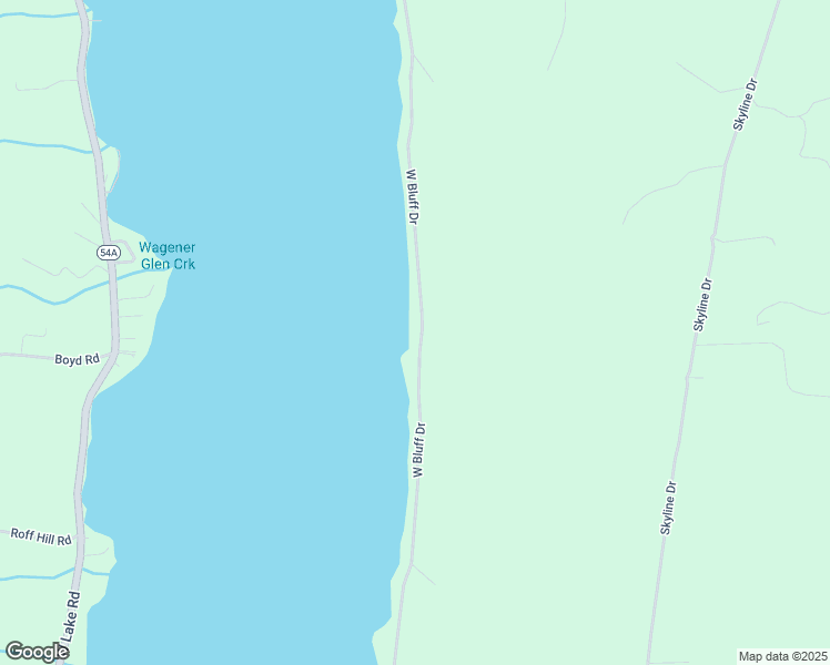 map of restaurants, bars, coffee shops, grocery stores, and more near 615 West Bluff Drive in Keuka Park