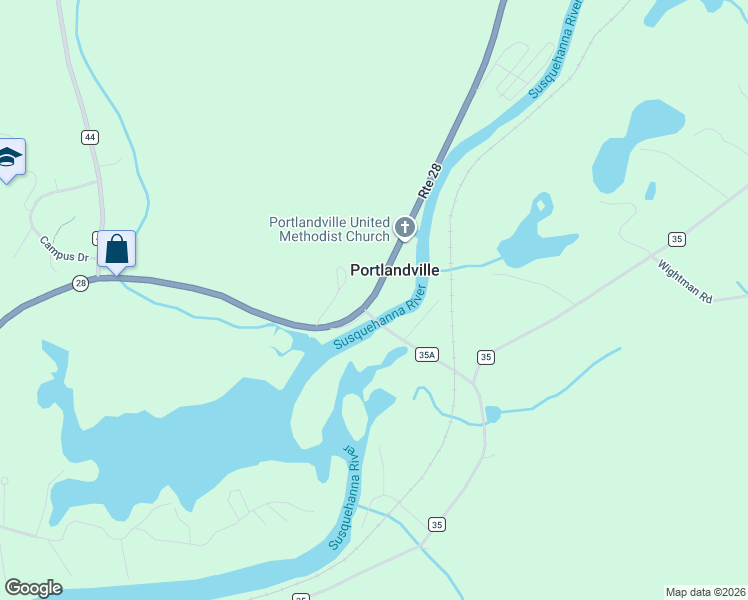 map of restaurants, bars, coffee shops, grocery stores, and more near 2846 Highway 28 in Oneonta