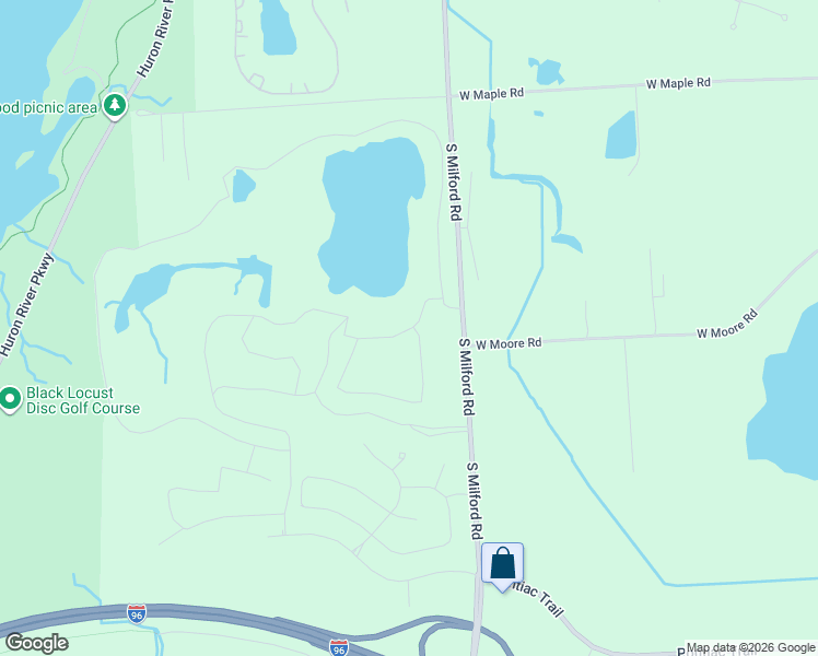 map of restaurants, bars, coffee shops, grocery stores, and more near in Milford Charter Township