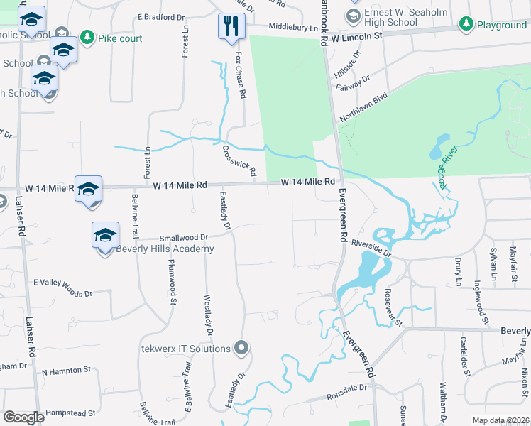 map of restaurants, bars, coffee shops, grocery stores, and more near 20700 Smallwood Court in Beverly Hills