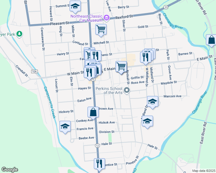 map of restaurants, bars, coffee shops, grocery stores, and more near 1 Virginia Ln in Norwich
