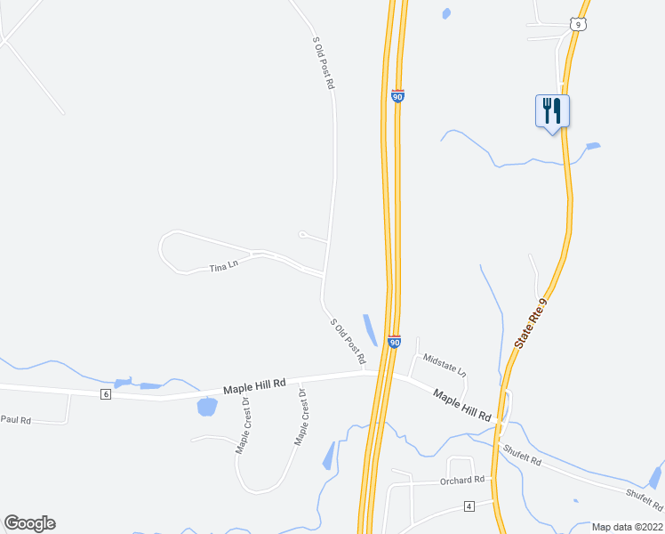 map of restaurants, bars, coffee shops, grocery stores, and more near 1668 South Old Post Road in Castleton-on-Hudson