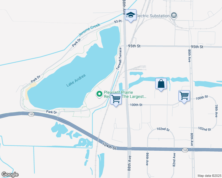 map of restaurants, bars, coffee shops, grocery stores, and more near Terwall Terrace in Pleasant Prairie