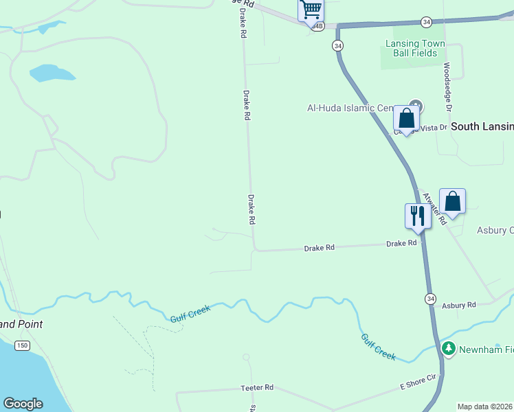 map of restaurants, bars, coffee shops, grocery stores, and more near 137 Drake Road in Lansing