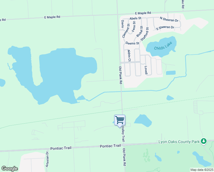 map of restaurants, bars, coffee shops, grocery stores, and more near 1650 East Moore Road in Milford