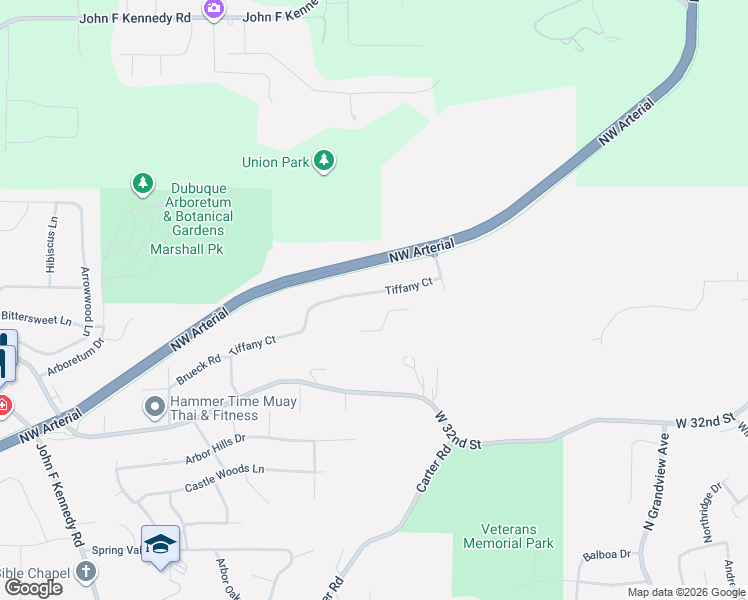 map of restaurants, bars, coffee shops, grocery stores, and more near 2427 West 32nd Street in Dubuque