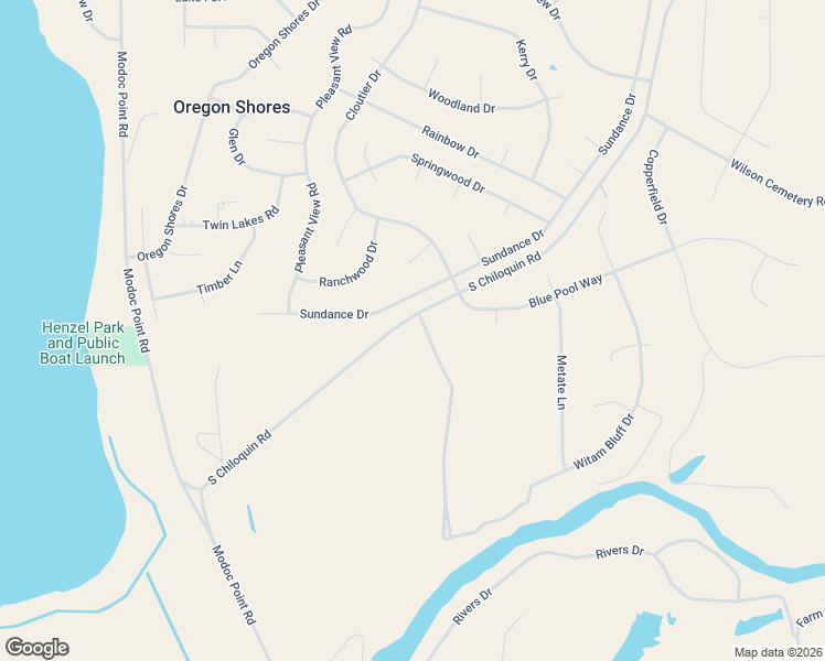 map of restaurants, bars, coffee shops, grocery stores, and more near 33865 Sundance Drive in Chiloquin