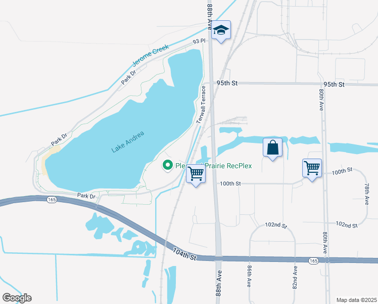 map of restaurants, bars, coffee shops, grocery stores, and more near Terwall Terrace in Pleasant Prairie