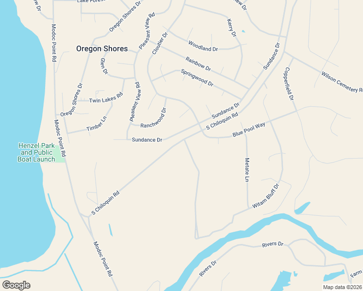 map of restaurants, bars, coffee shops, grocery stores, and more near 33865 Sundance Drive in Chiloquin