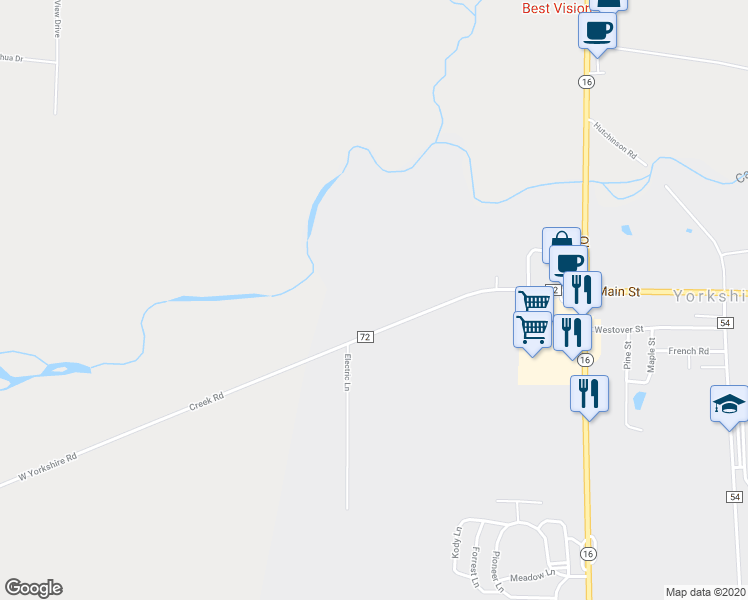 map of restaurants, bars, coffee shops, grocery stores, and more near 3378 West Yorkshire Road in Chaffee