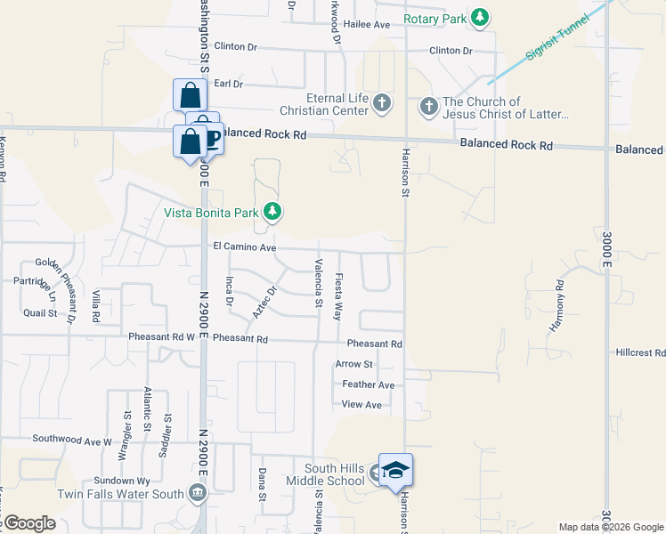 map of restaurants, bars, coffee shops, grocery stores, and more near 1161 Valencia Street in Twin Falls