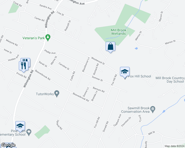 map of restaurants, bars, coffee shops, grocery stores, and more near 12 Richard Road in Burlington