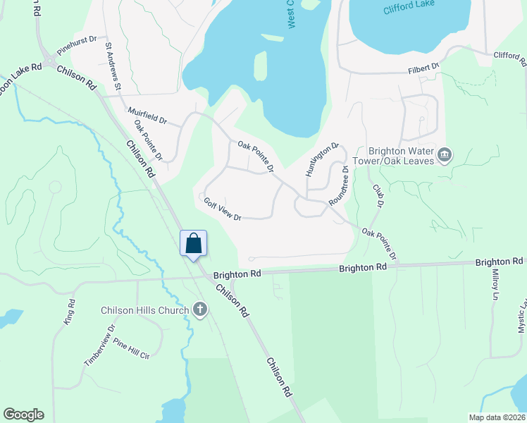 map of restaurants, bars, coffee shops, grocery stores, and more near 4583 Golf View Drive in Brighton