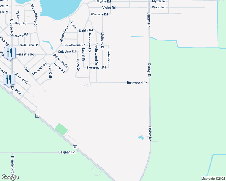 map of restaurants, bars, coffee shops, grocery stores, and more near W1043 Rosewood Drive in Genoa City