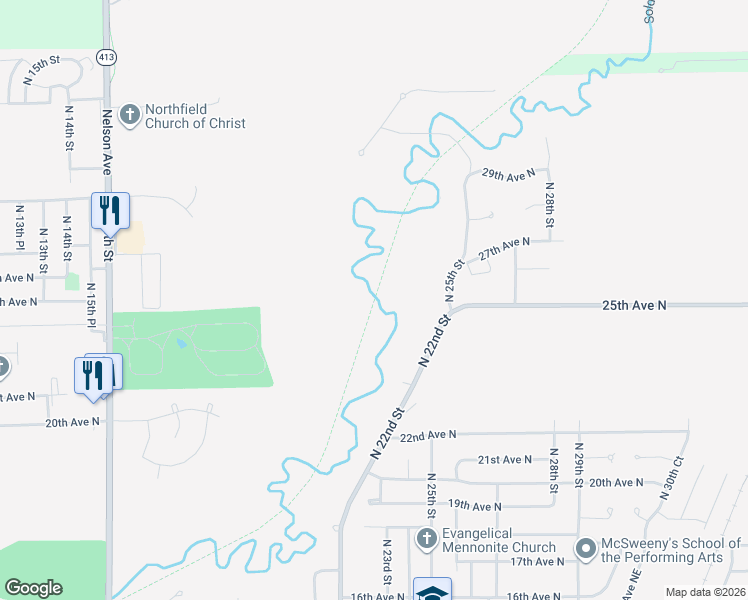 map of restaurants, bars, coffee shops, grocery stores, and more near Fort Dodge Nature Trail in Fort Dodge