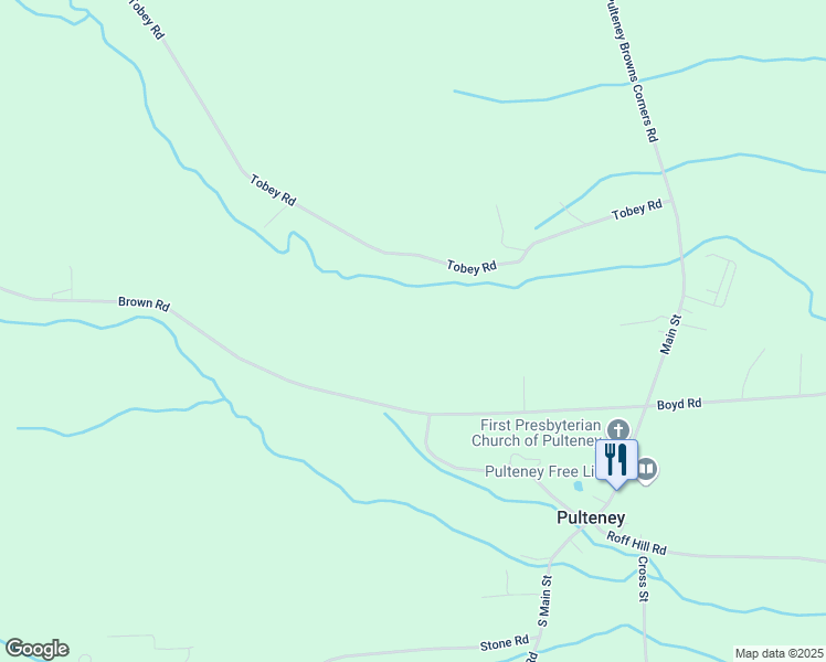 map of restaurants, bars, coffee shops, grocery stores, and more near 8827 Brown Road in Pulteney
