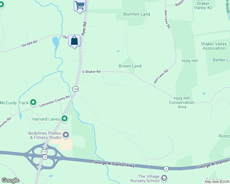 map of restaurants, bars, coffee shops, grocery stores, and more near 18A South Shaker Road in Harvard