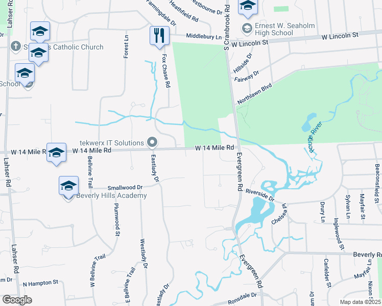 map of restaurants, bars, coffee shops, grocery stores, and more near 20317 Lincoln Hills Court in Beverly Hills