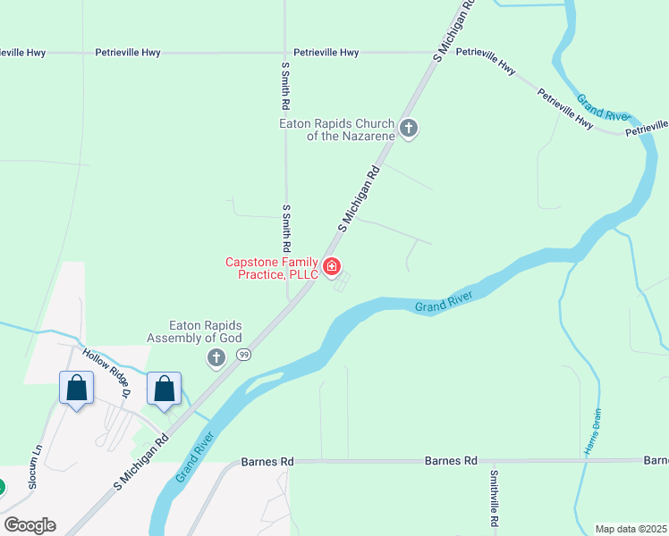map of restaurants, bars, coffee shops, grocery stores, and more near 2461 South Michigan Road in Eaton Rapids