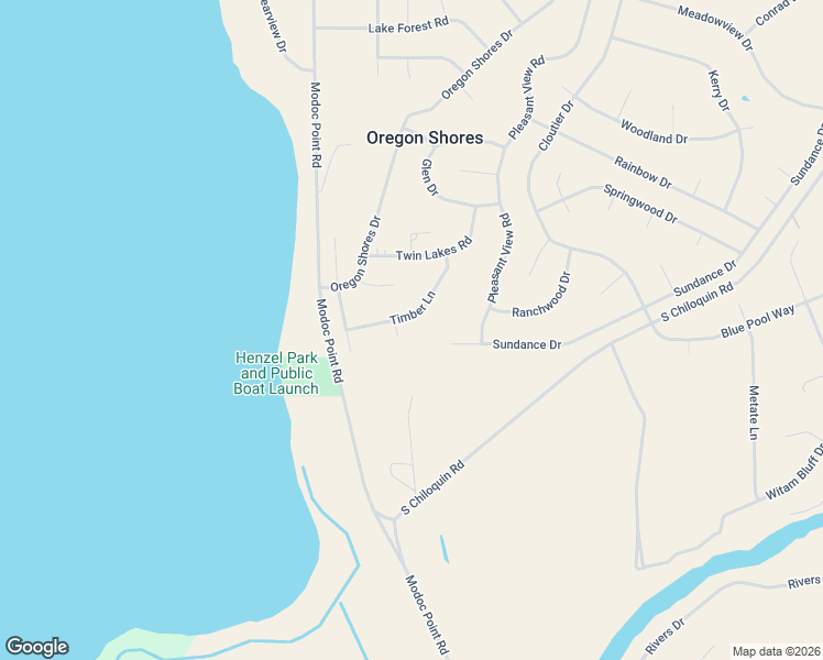 map of restaurants, bars, coffee shops, grocery stores, and more near 33604 Sundance Circle in Chiloquin