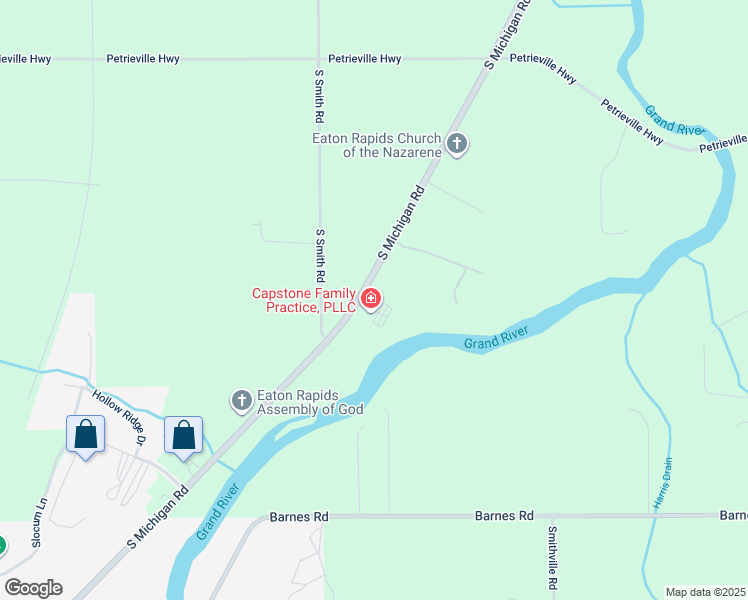 map of restaurants, bars, coffee shops, grocery stores, and more near 2461 South Michigan Road in Eaton Rapids