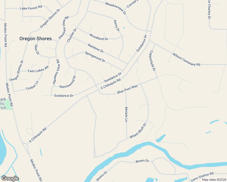 map of restaurants, bars, coffee shops, grocery stores, and more near 2379 Blue Pool Way in Chiloquin