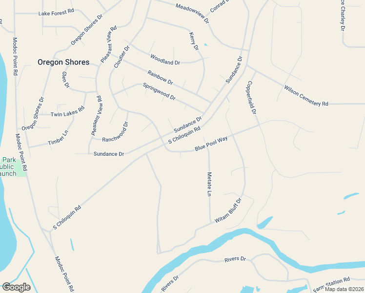 map of restaurants, bars, coffee shops, grocery stores, and more near 2487 Blue Pool Way in Chiloquin