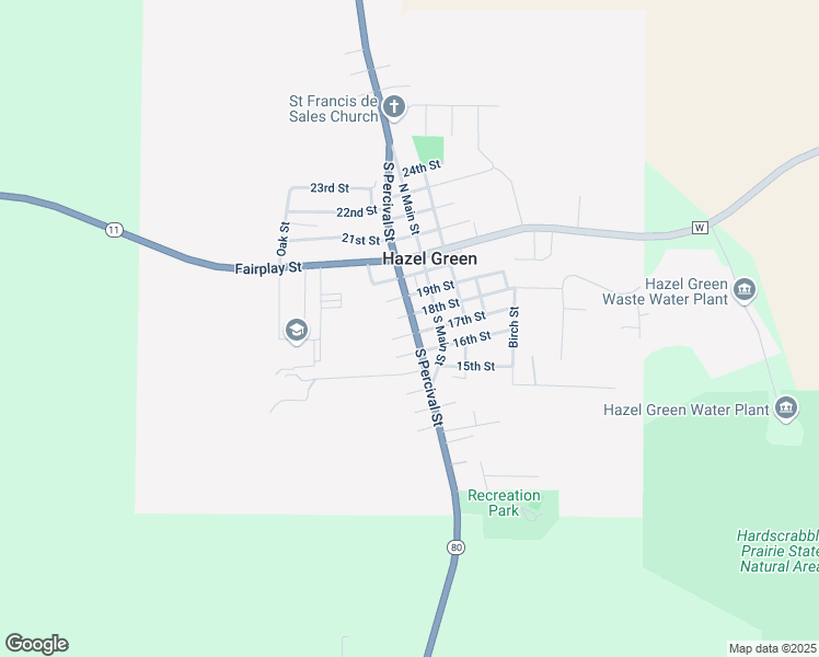 map of restaurants, bars, coffee shops, grocery stores, and more near 1720 South Percival Street in Hazel Green