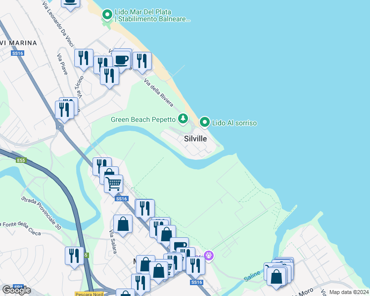 map of restaurants, bars, coffee shops, grocery stores, and more near 12 Via Figlie della Sapienza in Silville