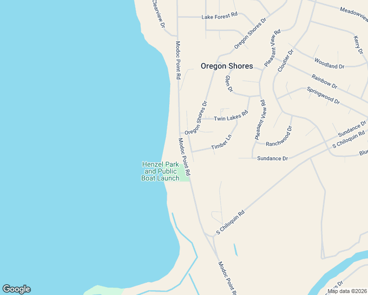 map of restaurants, bars, coffee shops, grocery stores, and more near 33838 Modoc Point Road in Chiloquin