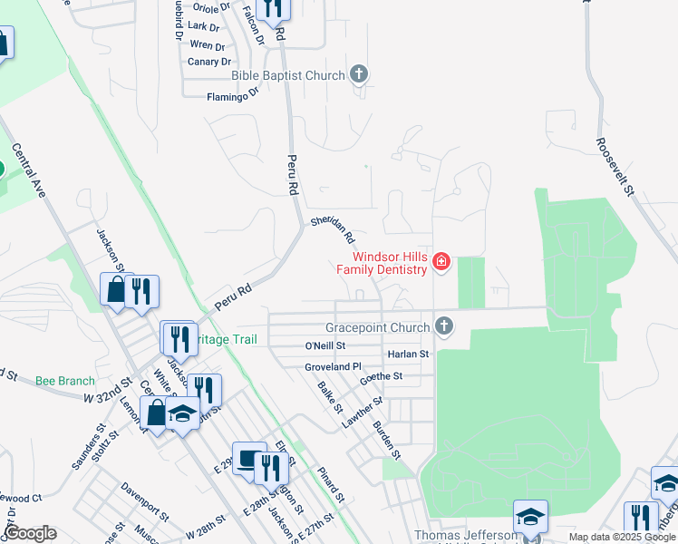 map of restaurants, bars, coffee shops, grocery stores, and more near 3260 Getty Terrace in Dubuque