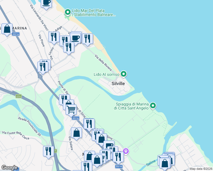 map of restaurants, bars, coffee shops, grocery stores, and more near 24 Via della Riviera in Silville
