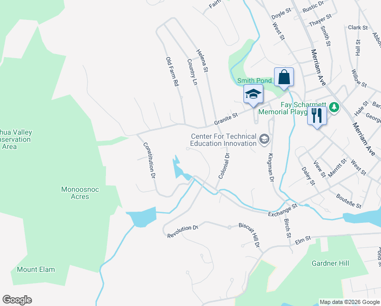 map of restaurants, bars, coffee shops, grocery stores, and more near 60 Commonwealth Circle in Leominster