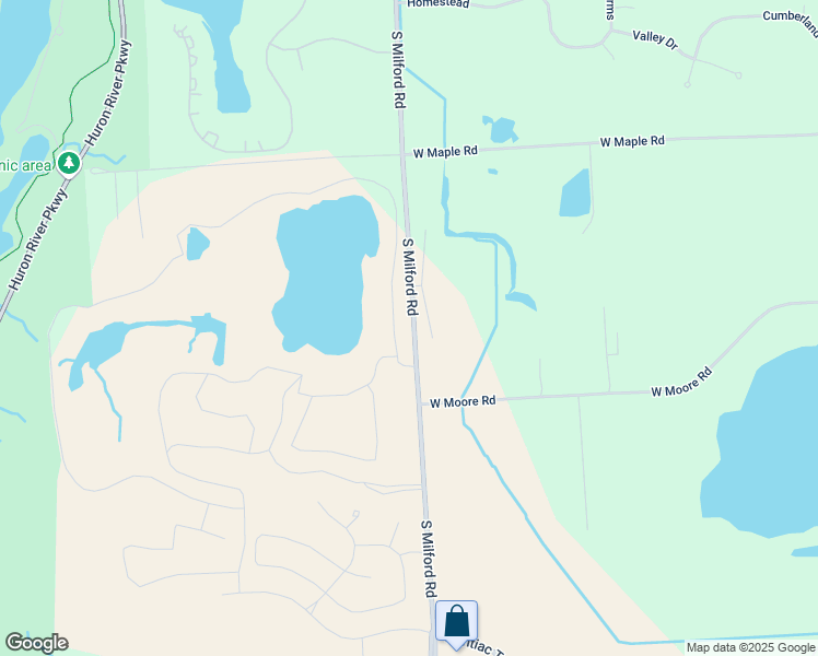 map of restaurants, bars, coffee shops, grocery stores, and more near 4380 South Milford Road in Milford Charter Township