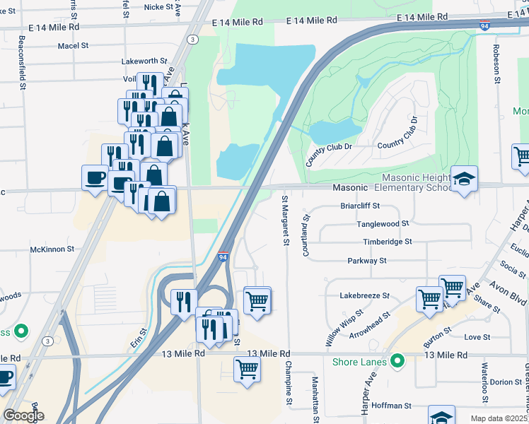 map of restaurants, bars, coffee shops, grocery stores, and more near 31860 Nardelli Lane in Roseville