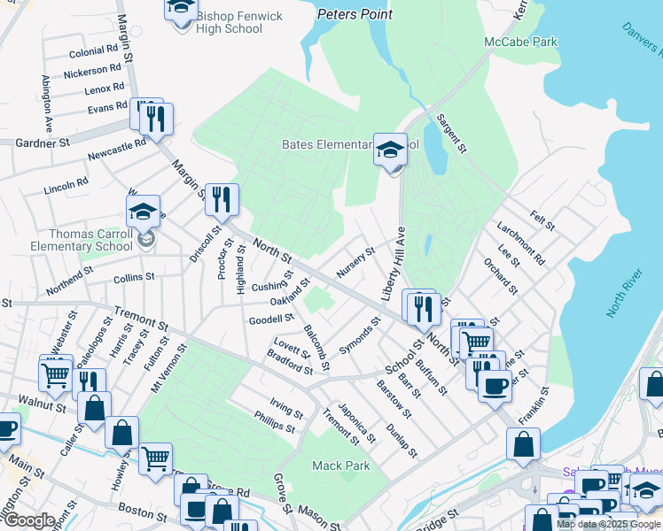 map of restaurants, bars, coffee shops, grocery stores, and more near in Salem