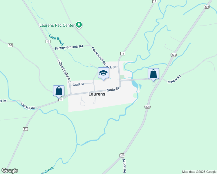 map of restaurants, bars, coffee shops, grocery stores, and more near 39-46 Main Street in Laurens