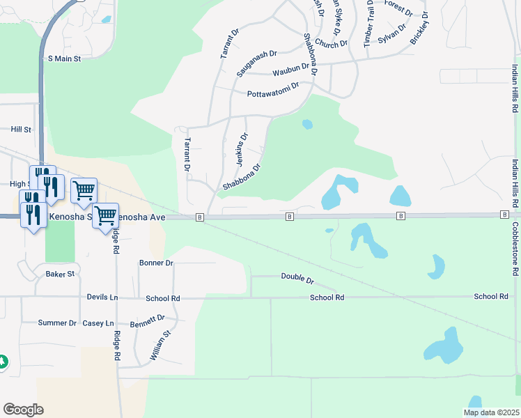 map of restaurants, bars, coffee shops, grocery stores, and more near 280 Cty Tk B in Fontana-on-Geneva Lake