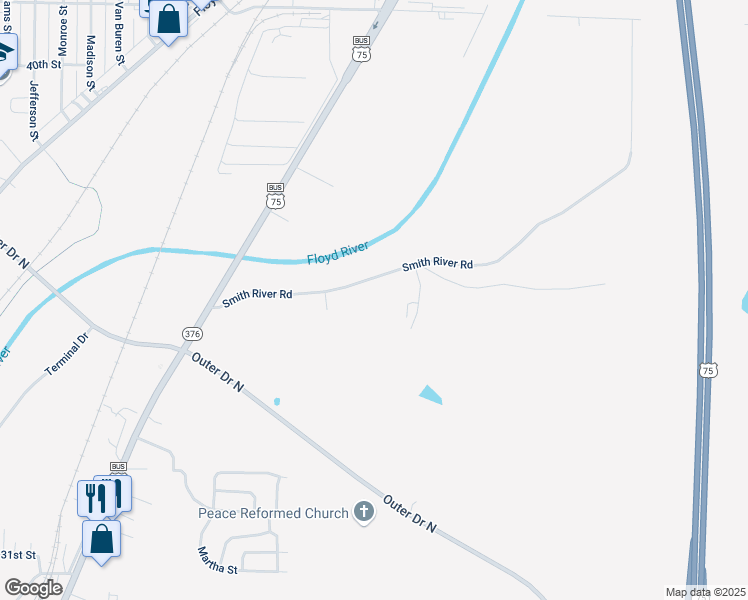 map of restaurants, bars, coffee shops, grocery stores, and more near 3900 Smith River Road in Sioux City