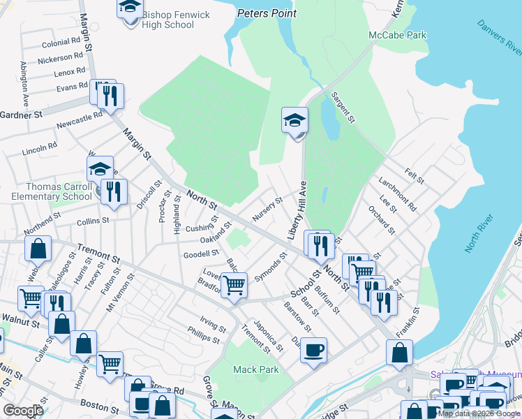map of restaurants, bars, coffee shops, grocery stores, and more near in Salem