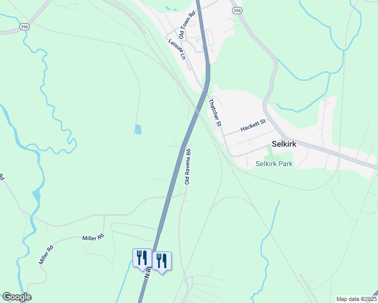 map of restaurants, bars, coffee shops, grocery stores, and more near 44 Old Ravena Road in Selkirk