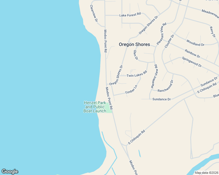 map of restaurants, bars, coffee shops, grocery stores, and more near 33838 Modoc Point Road in Chiloquin