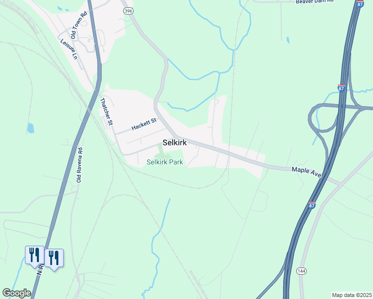 map of restaurants, bars, coffee shops, grocery stores, and more near 152 Maple Avenue in Selkirk