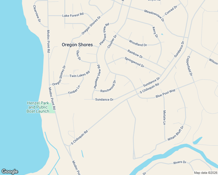 map of restaurants, bars, coffee shops, grocery stores, and more near 33931 Ranchwood Drive in Chiloquin