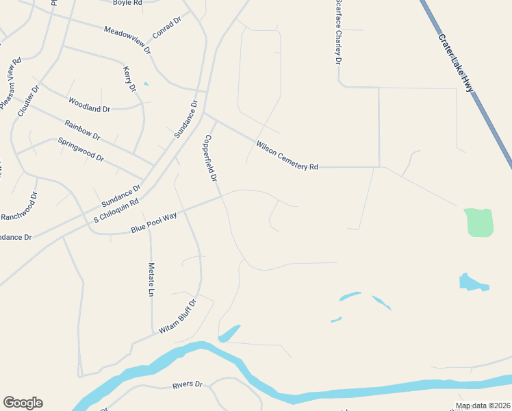 map of restaurants, bars, coffee shops, grocery stores, and more near 33870 Copperfield Drive in Chiloquin