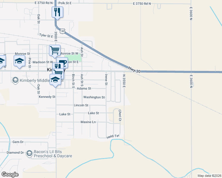 map of restaurants, bars, coffee shops, grocery stores, and more near 312 Irene St in Kimberly