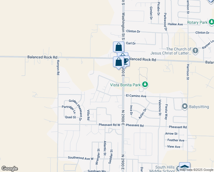 map of restaurants, bars, coffee shops, grocery stores, and more near 990 Washington St S in Twin Falls