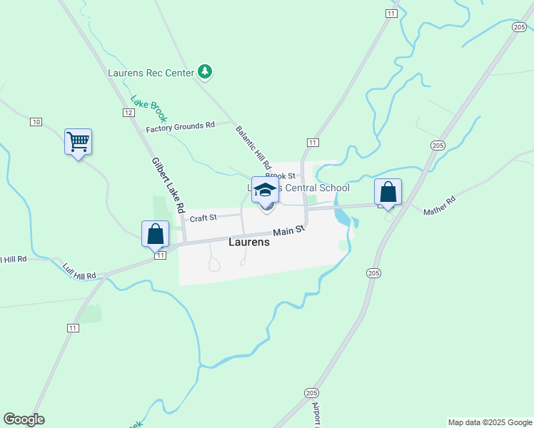 map of restaurants, bars, coffee shops, grocery stores, and more near 55 Main Street in Laurens