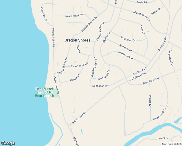 map of restaurants, bars, coffee shops, grocery stores, and more near 33826 Pleasant View Road in Chiloquin