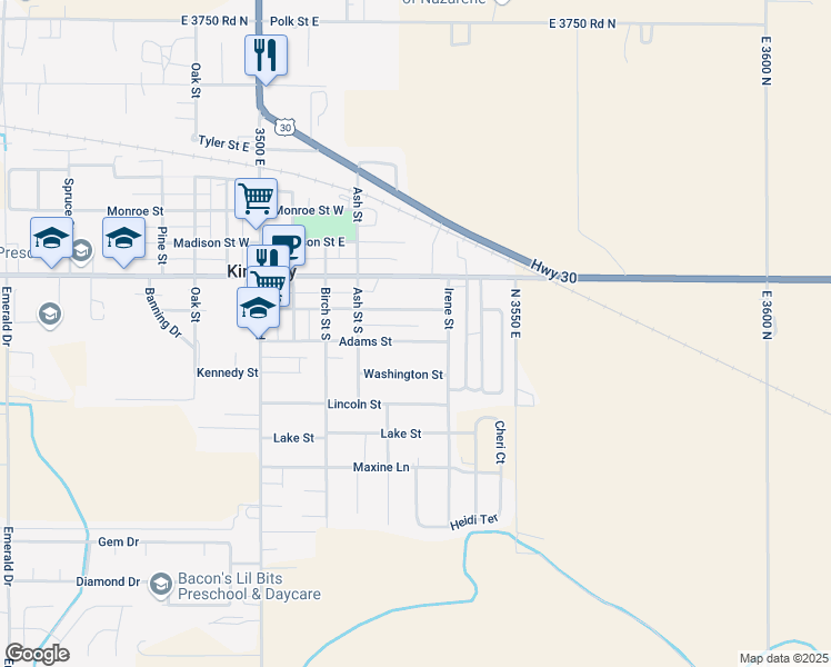 map of restaurants, bars, coffee shops, grocery stores, and more near 603 Jefferson Street in Kimberly